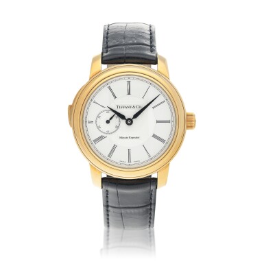 View full screen - View 1 of Lot 55. Tiffany Mark Yellow gold minute repeating wristwatch Circa 2004 | 蒂芙尼 |「Tiffany Mark」黃金三問腕錶,年份約2004.