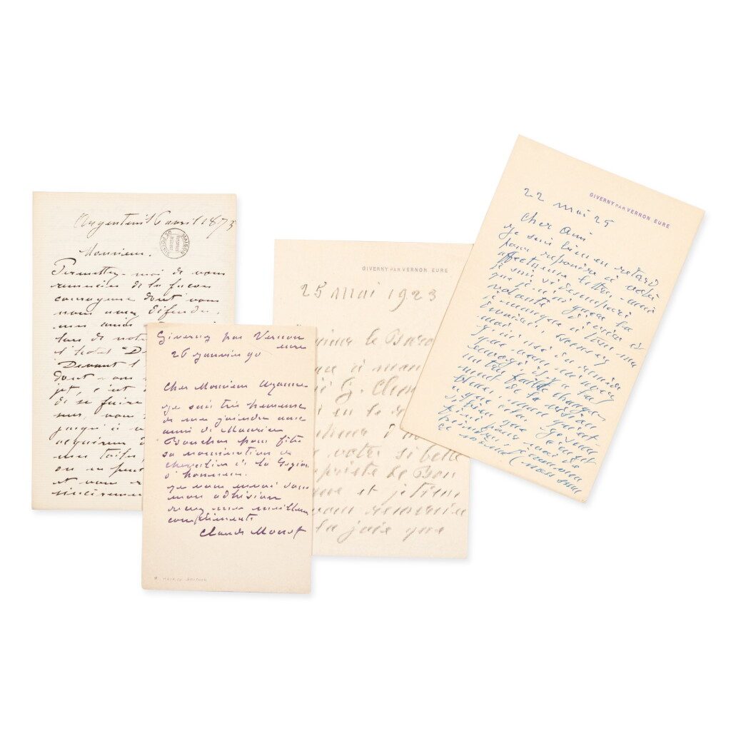 View full screen - View 1 of Lot 38. 4 lettres autographes signées, 1875-1925, avec une liste autographe de tableaux..