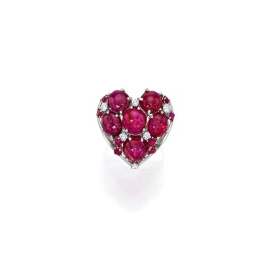 View full screen - View 1 of Lot 34. Ruby and Diamond Ring.