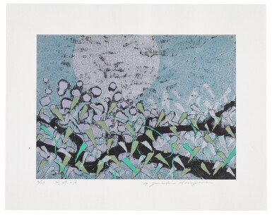 View full screen - View 1 of Lot 218. Hasegawa Yuichi (b. 1945) | Morikazu Maeda (b. 1932) | Kitaoka Fumio (1918-2007) | Kasamatsu Shiro (1898-1991) | Yamaguchi Susumu (1897-1983) | Obata Chiura (1885-1975) | Sasajima Kihei (1906-1993) Nine woodblock prints, Showa - Heisei period, 20th century.