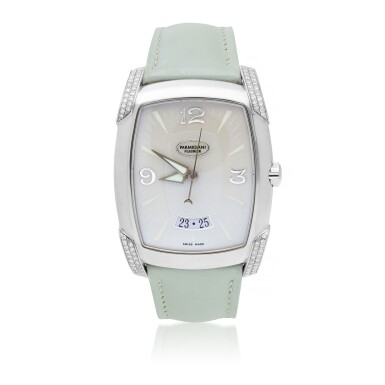 View full screen - View 1 of Lot 66. PARMIGIANI FLEURIER | STAINLESS STEEL AND DIAMOND-SET WRISTWATCH WITH DATE, CIRCA 2010.
