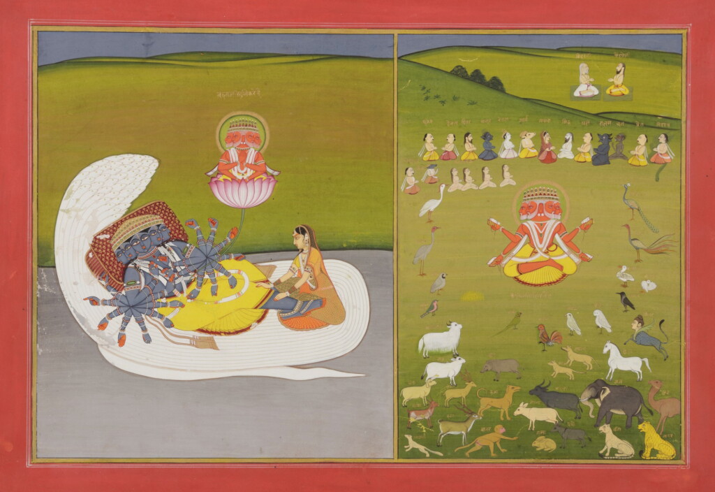 View full screen - View 1 of Lot 400. A Set of Five Illustrations to the Bhagavata Purana, India, Jaipur, circa 1830-1850.