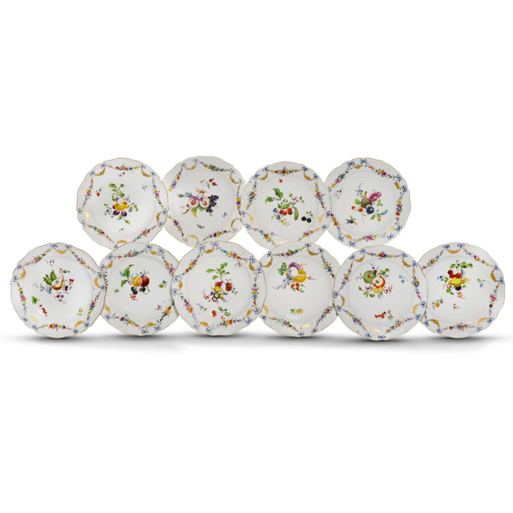 View full screen - View 1 of Lot 58. Ten Meissen plates, circa 1765.