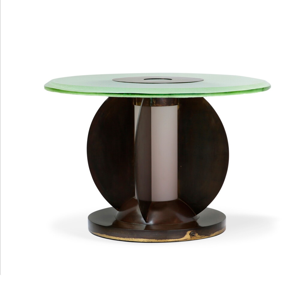 View full screen - View 1 of Lot 119. Lot 119 JEAN PERZEL | A N°2 LUMINOUS SIDE TABLE, DESIGNED CIRCA 1930 | GUÉRIDON LUMINEUX N°2, LE MODÈLE CRÉE VERS 1930.
