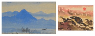 View full screen - View 1 of Lot 126. GOPAL GHOSE | UNTITLED (SET OF TWO LANDSCAPES) .