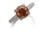 FANCY DEEP BROWNISH ORANGE DIAMOND RING