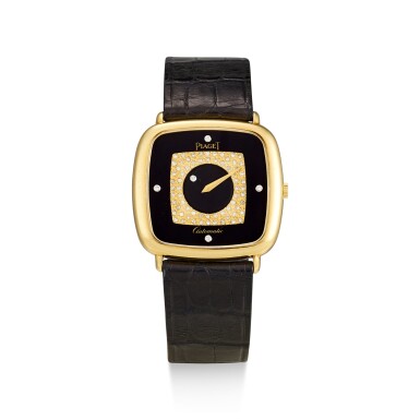 View full screen - View 1 of Lot 106. PIAGET | REFERENCE 12773, A YELLOW GOLD AND DIAMOND-SET WRISTWATCH WITH ONYX DIAL, CIRCA 1980.