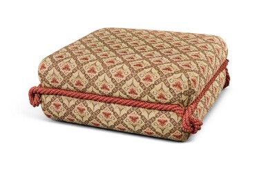 View full screen - View 1 of Lot 74. A VICTORIAN-STYLE CUSHION-FORMED SQUARE STOOL, MODERN.