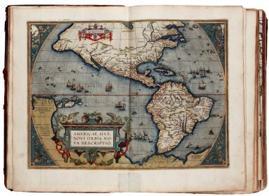View full screen - View 1 of Lot 46. Abraham Ortelius | Théâtre de l'Univers, Antwerp, 1587, extra-illustrated with 11 maps by Jaillot, Frieux and Danckerts.