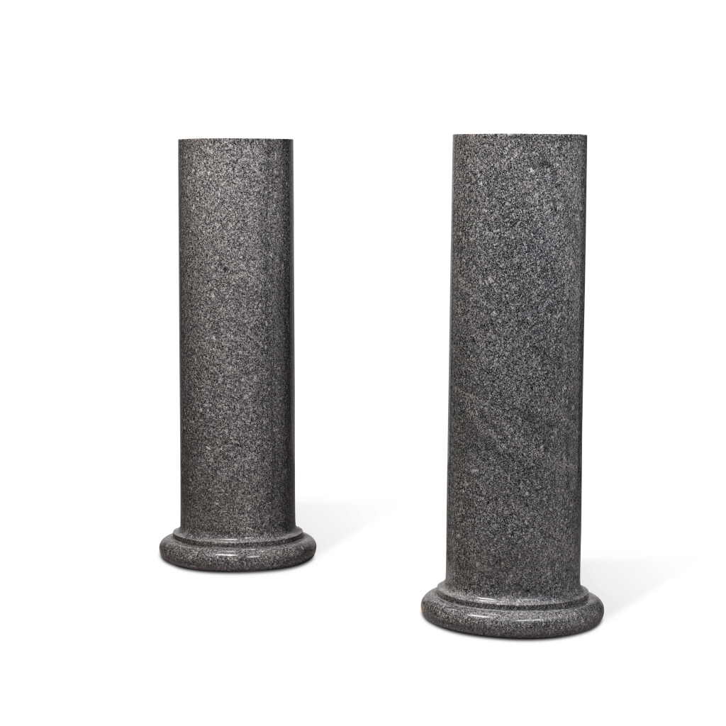 View full screen - View 1 of Lot 178. A pair Regency carved granite columnar pedestals, circa 1820s.