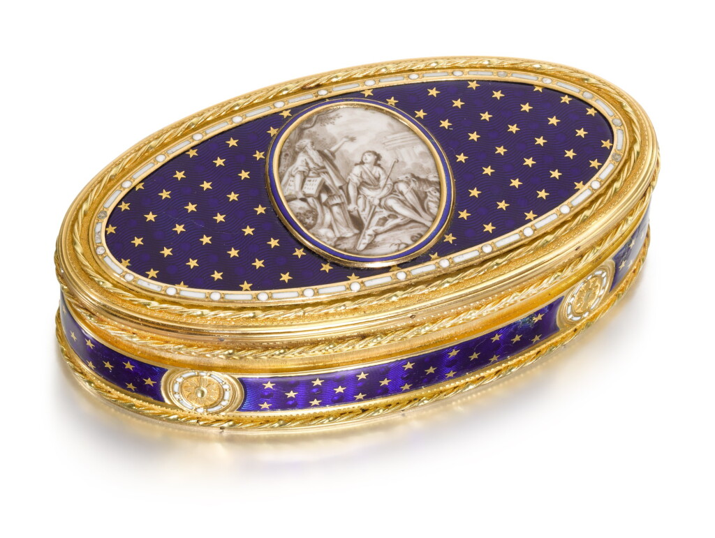 View full screen - View 1 of Lot 3. A two-colour gold and enamel snuff box, Olof Ekman, Stockholm, 1786.