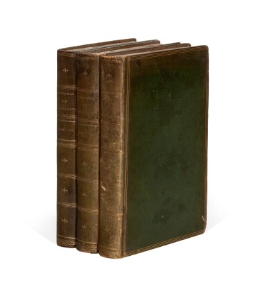 View full screen - View 1 of Lot 103. Crébillon, Oeuvres complettes, Paris, 1785, 3 volumes, green morocco gilt by Derome, with his ticket.