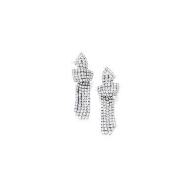View full screen - View 1 of Lot 538. PAIR OF DIAMOND EARCLIPS, CHAUMET, PARIS | 鑽石耳環一對,尚美.