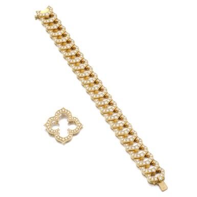 View full screen - View 1 of Lot 84. CARTIER | DIAMOND BRACELET, 'C DE CARTIER', AND PENDANT.