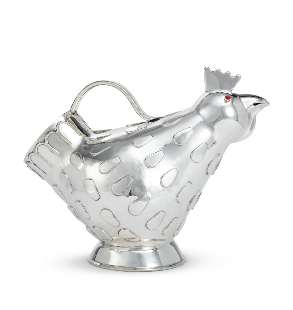 View full screen - View 1 of Lot 412. A SILVER ROOSTER-FORM WINE COOLER, 20TH CENTURY.