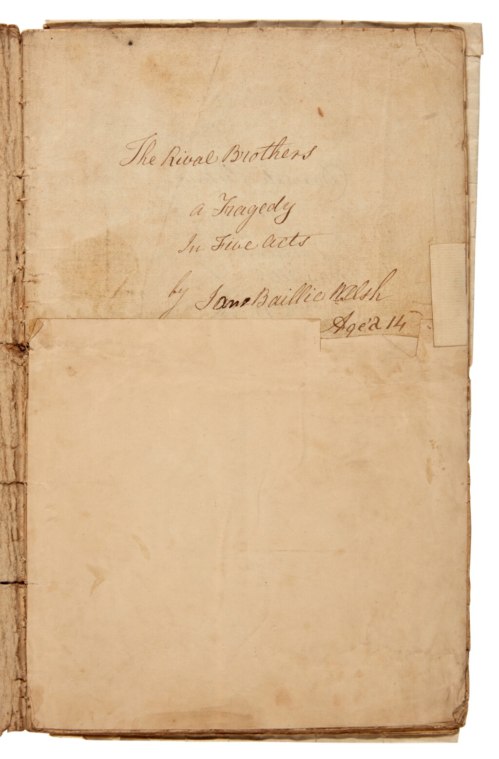 View full screen - View 1 of Lot 256. Jane Baillie Welsh (later Carlyle) | Autograph manuscript play, " the Rival Brothers", 1814-15.