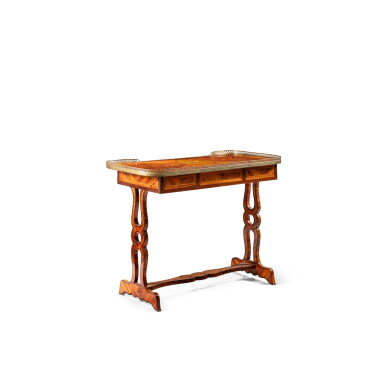 View full screen - View 1 of Lot 165. A late Louis XV tulipwood and kingwood veneered writing table, circa 1770.