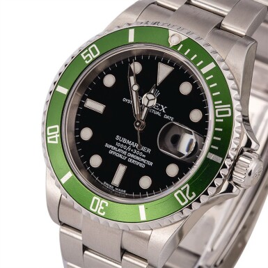 View full screen - View 1 of Lot 2. ROLEX | Submariner, Ref. 16610LV, A Stainless Steel Wristwatch with “Flat 4” Bezel and Bracelet, Circa 2004 .