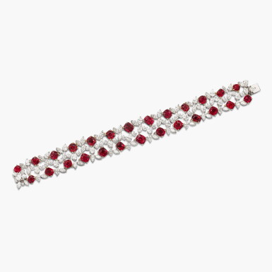 View full screen - View 1 of Lot 1449. Spinel and Diamond Bracelet | 尖晶石 配 鑽石 手鏈.
