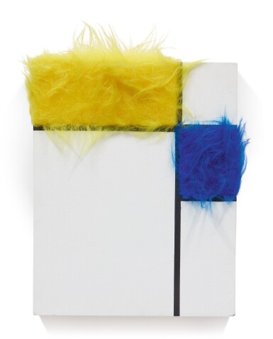 View full screen - View 1 of Lot 317. SYLVIE FLEURY | COMPOSITION AVEC JAUNE ET BLEU.