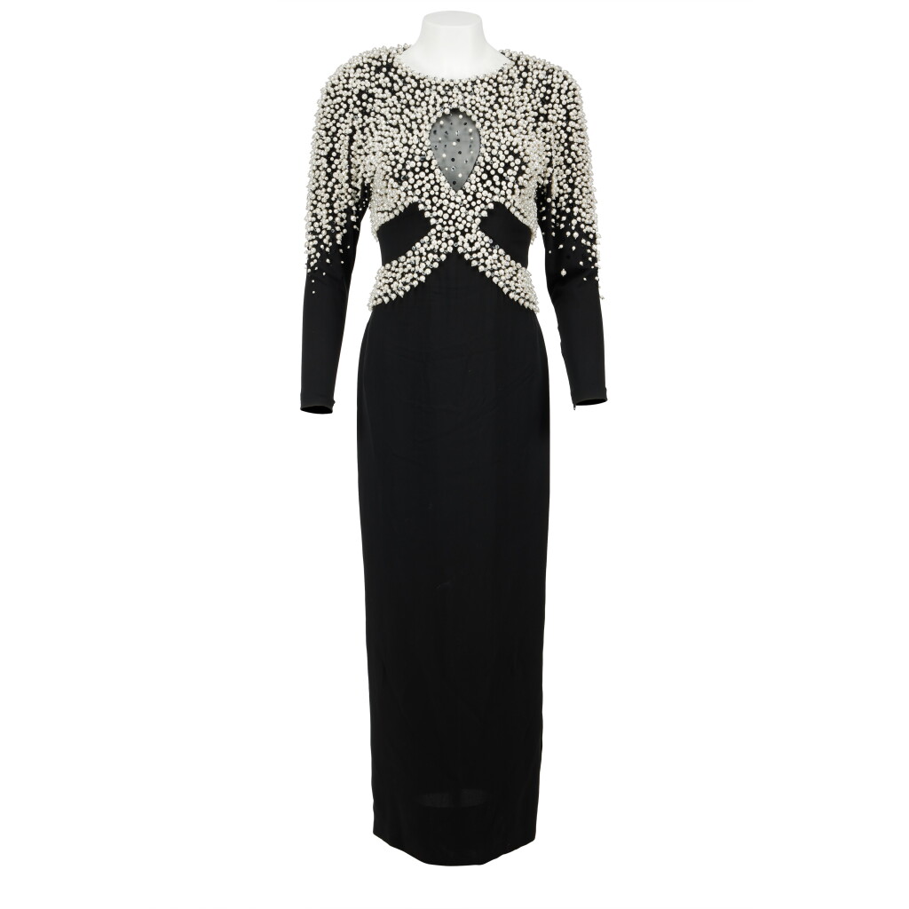 View full screen - View 1 of Lot 8. Pearl-beaded Evening Gown, 1983.
