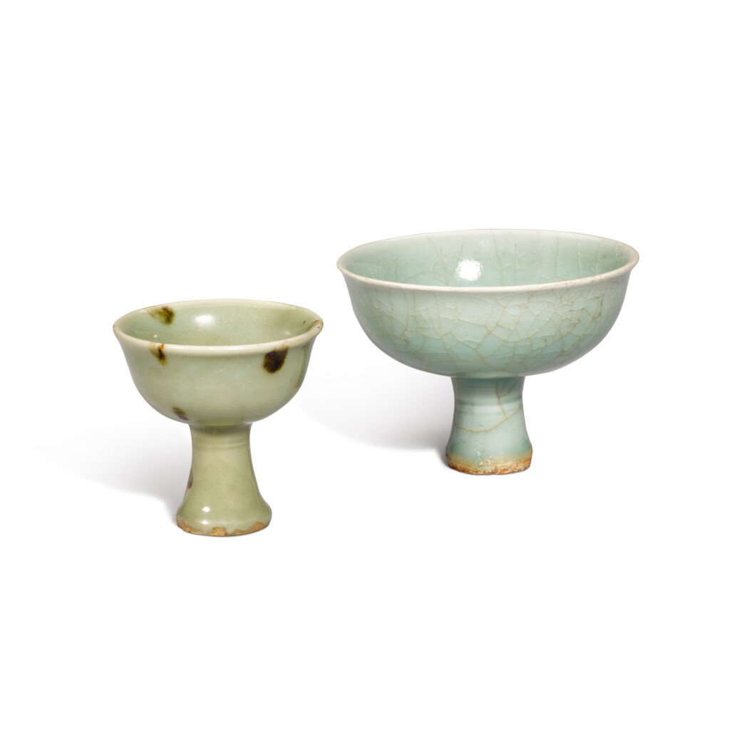 View full screen - View 1 of Lot 896. Two 'Longquan' celadon-glazed stem cups, Ming dynasty.