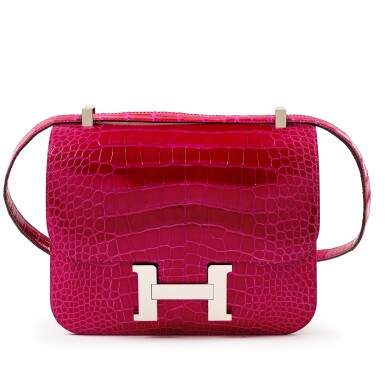 View full screen - View 1 of Lot 305. Limited Edition Rose Schéhérazade and Rouge Braise Bicolour Shiny Mississippiensis Alligator Constance 24 Palladium Hardware, 2021.