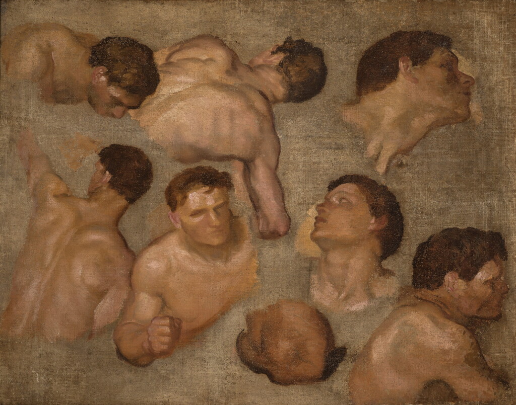 View full screen - View 1 of Lot 54. GEORGE FREDERIC WATTS, O.M., R.A. | STUDIES FOR ALFRED INCITING THE SAXONS TO PREVENT THE LANDING OF THE DANES.