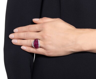 View full screen - View 5 of Lot 25. 'Mystery-Set' Ruby and Diamond Ring.