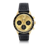 ROLEX | REFERENCE 6238 TRANSITIONAL DAYTONA RETAILED BY TIFFANY & CO.: AN EXTREMELY FINE AND RARE YELLOW GOLD CHRONOGRAPH WRISTWATCH WITH REGISTERS, CIRCA 1967