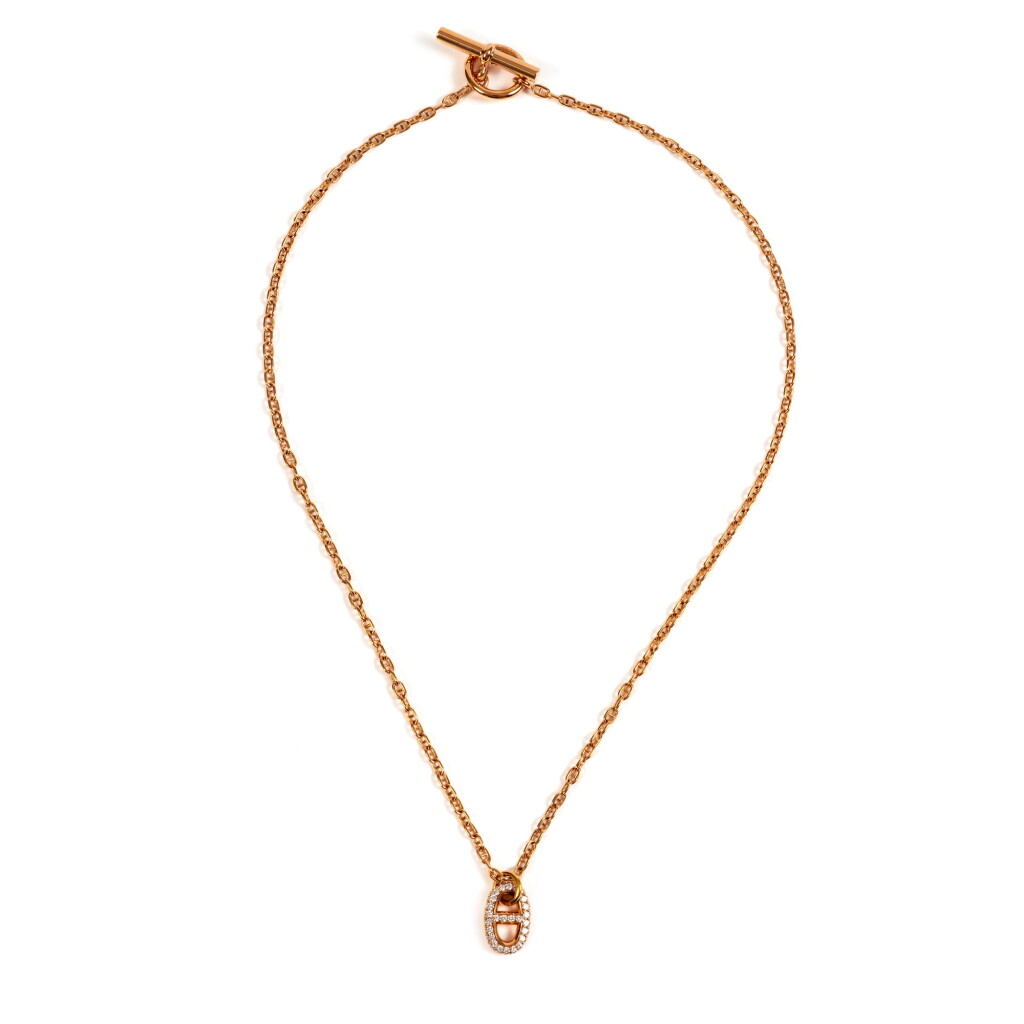 View full screen - View 1 of Lot 706. Rose Gold and Diamond Farandole Pendant.