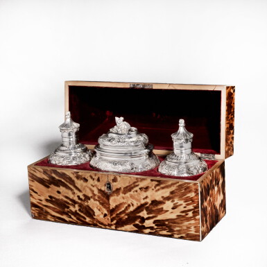 View full screen - View 1 of Lot 105. A pair of George II silver tea caddies and a mixing bowl, John Jacobs, London, 1751.