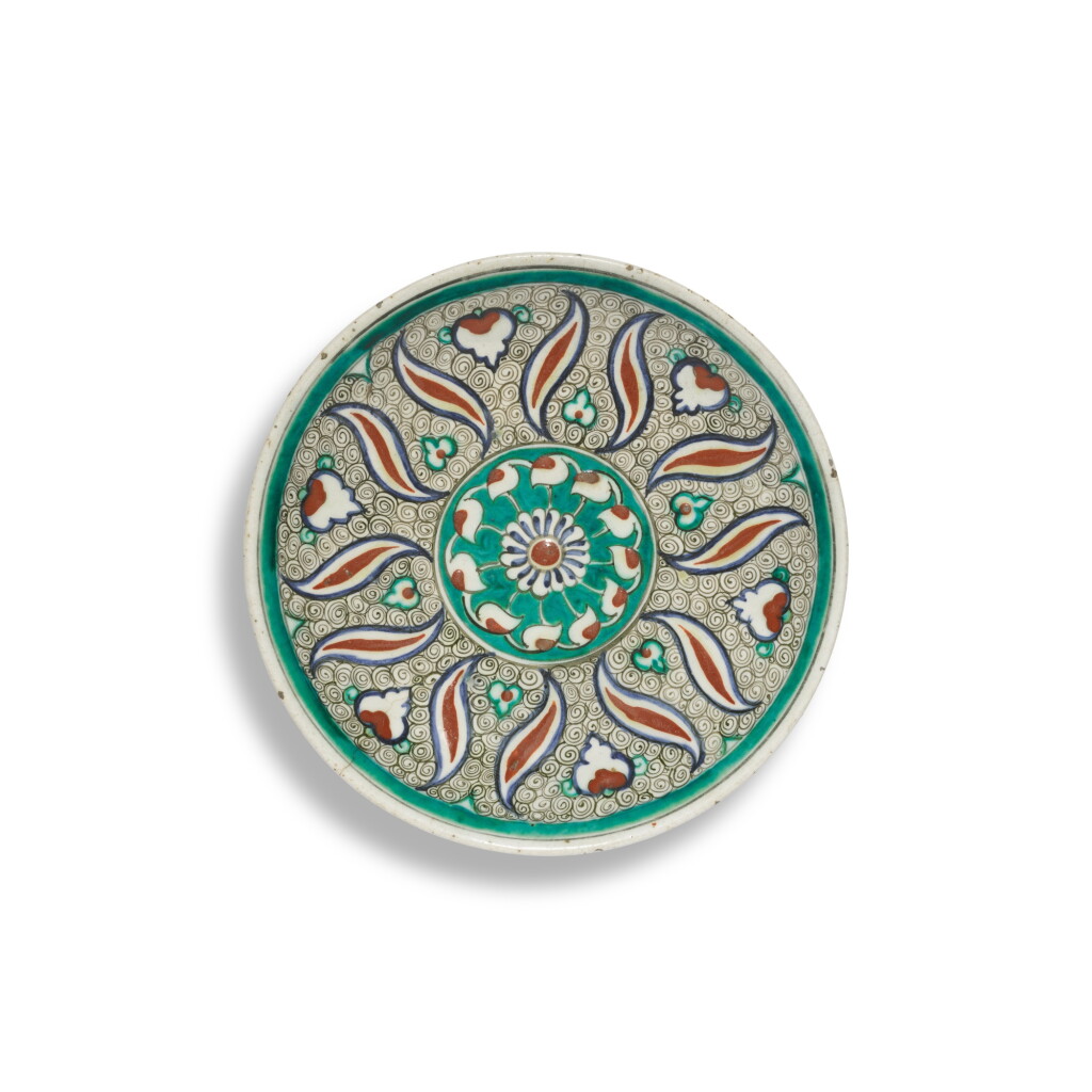View full screen - View 1 of Lot 205. An Iznik rimless pottery dish, Turkey, circa 1585-90.