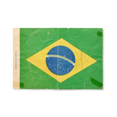 View full screen - View 1 of Lot 42. Pele Signed Pennant of Brazil Flag.