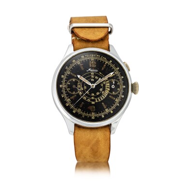 View full screen - View 1 of Lot 34. Oversized stainless steel single button chronograph wristwatch Circa 1930 | 特大型精鋼單按鈕計時腕錶,約1930年製.