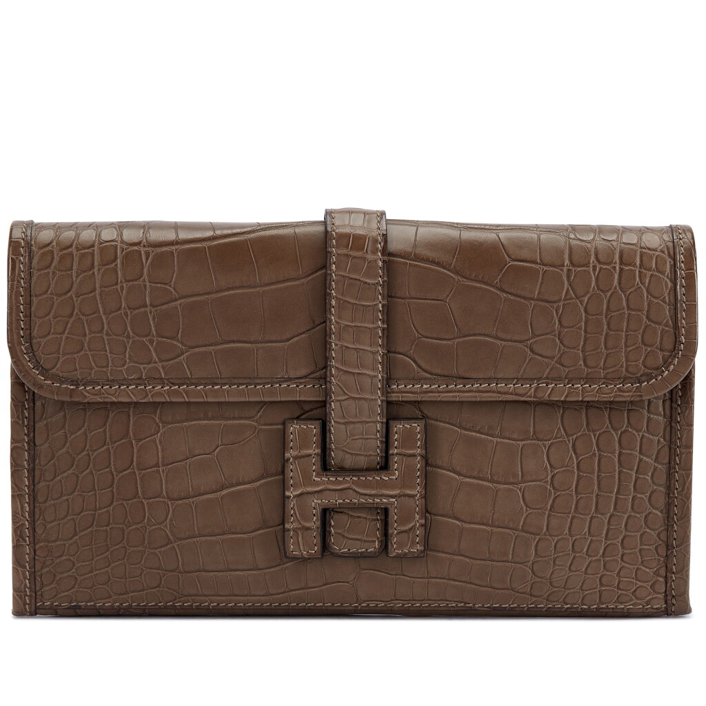 View full screen - View 1 of Lot 6149. Gris Tourterelle Matte Mississippiensis Alligator Jige Duo Clutch, 2019.
