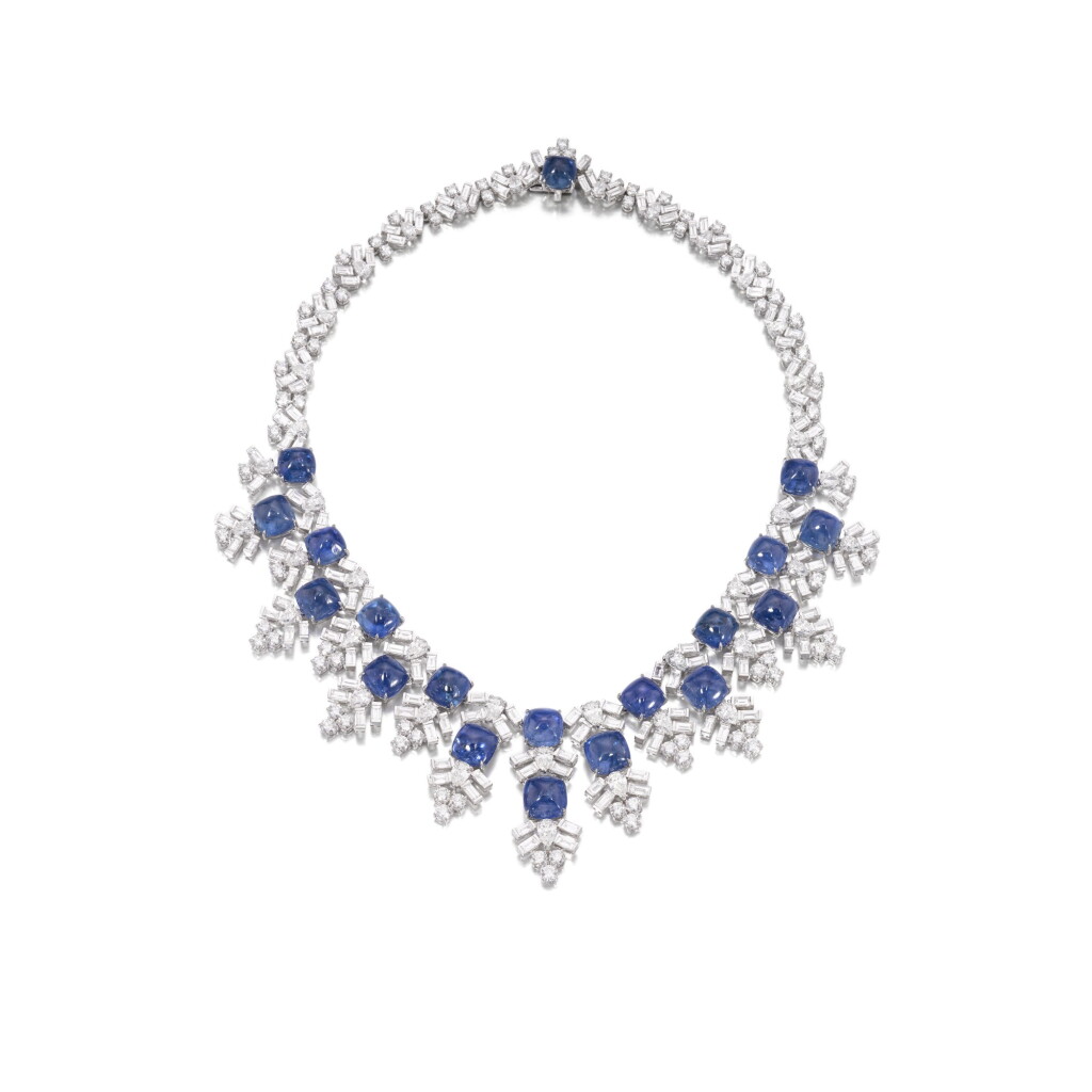 View full screen - View 1 of Lot 273. Elegant sapphire and diamond necklace | 海瑞溫斯頓 | 藍寶石配鑽石項鏈.