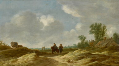 View full screen - View 1 of Lot 130. PIETER DE NEYN | DUNE LANDSCAPE WITH FIGURES ON HORSEBACK.