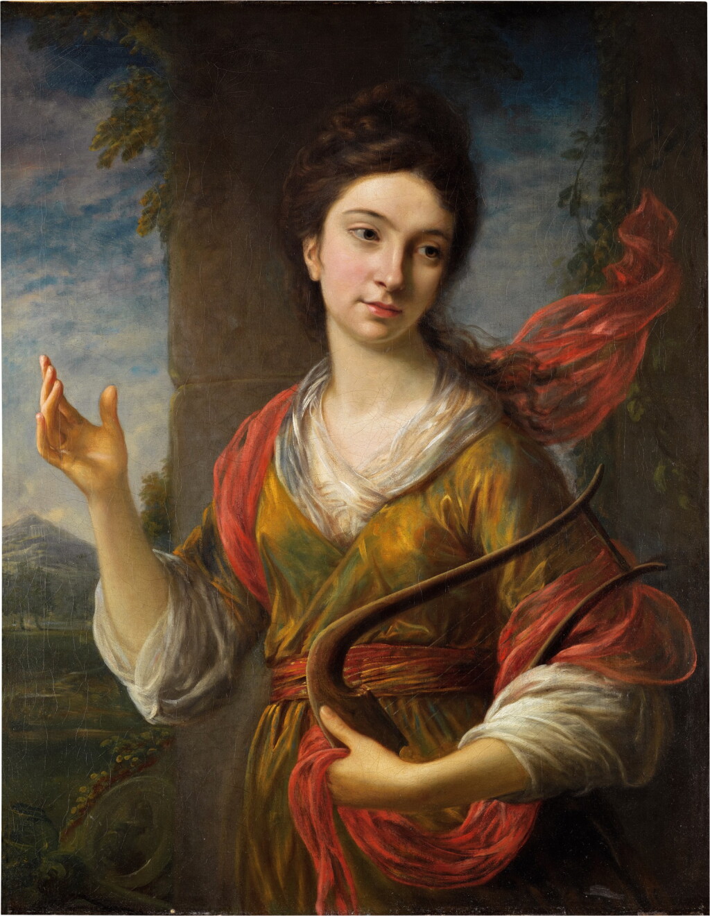 View full screen - View 1 of Lot 117. Portrait of a Lady as Terpsichore, holding a lyre.