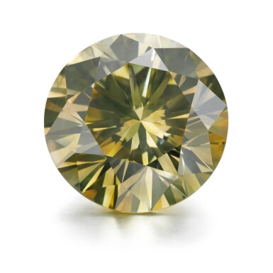 View full screen - View 1 of Lot 116. Unmounted Fancy Dark Brown-Greenish Yellow diamond.