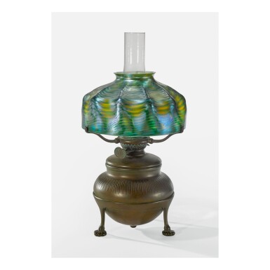 View full screen - View 1 of Lot 5. TIFFANY STUDIOS | KEROSENE TABLE LAMP.