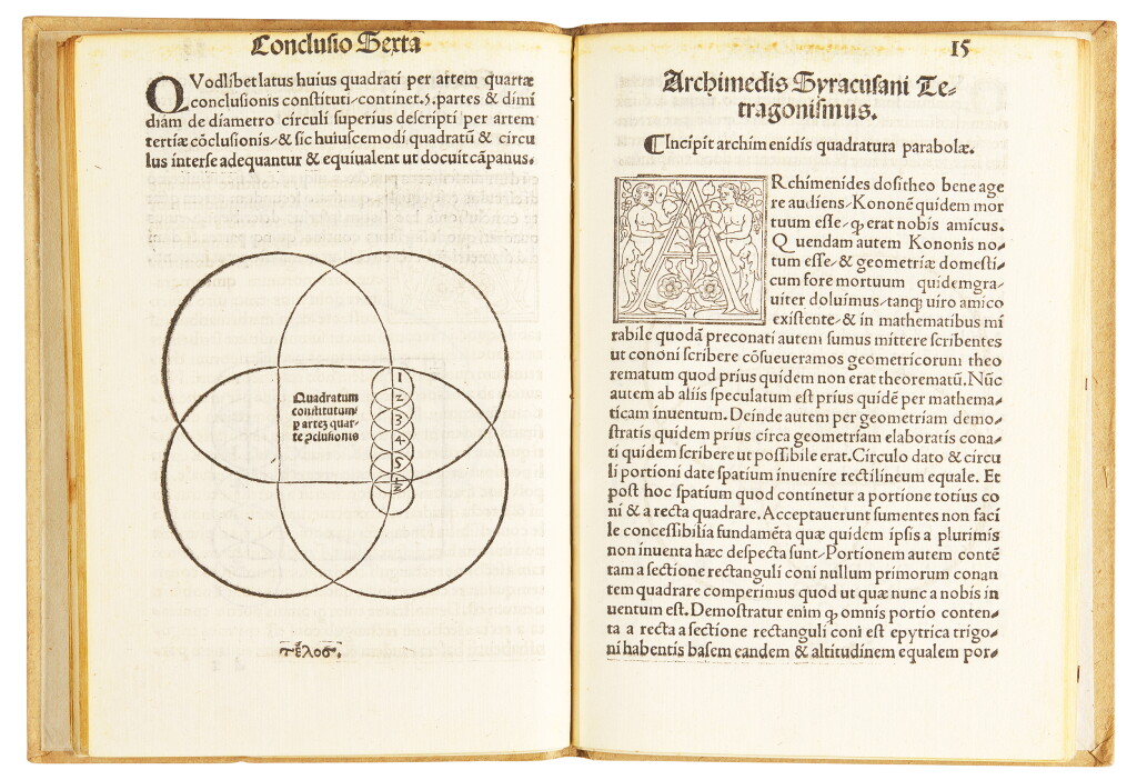 View full screen - View 1 of Lot 155. Campanus, Tetragonismus, Venice, 1503, old boards.