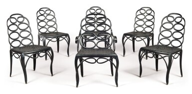 View full screen - View 1 of Lot 70. ATTRIBUTED TO FRANCES ELKINS | SET OF SIX LOOP CHAIRS.