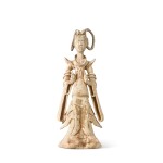 A painted pottery figure of a court lady, Tang dynasty