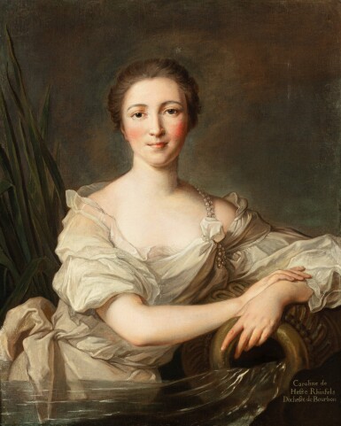 View full screen - View 1 of Lot 27. Circle of Jean-Marc Nattier, Presumed portrait of Caroline de Hesse-Rheinfels, Duchess of Bourbon |  Entourage de Jean-Marc Nattier, Portrait présumé de Caroline de Hesse-Rheinfels, Duchesse de Bourbon.