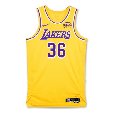 View full screen - View 1 of Lot 37. Marcus Smart Los Angeles Lakers 2026 NBA Playoffs Western Conference Round 1 Game Worn Icon Edition Jersey | Game 1.