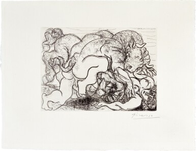 View full screen - View 1 of Lot 64. Minotaure Attaquant une Amazone, from la suite Vollard.