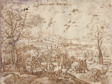 View full screen - View 1 of Lot 724. A Hunting Party in a Wooded Landscape.