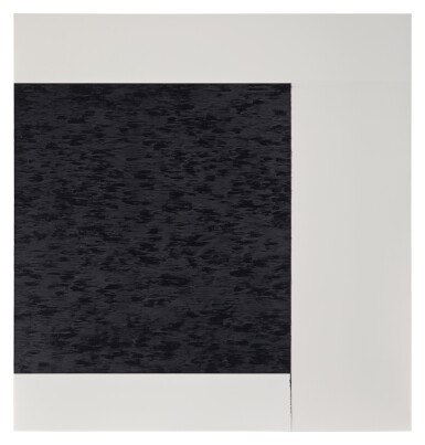 View full screen - View 1 of Lot 67. Exposed Painting, Paynes Grey/ Yellow Oxide on White.