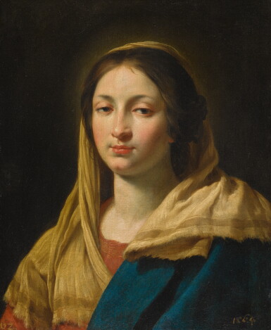 View full screen - View 1 of Lot 115. SIMON VOUET | Study of a young woman as the Virgin.
